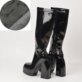 Vipkoala Punk Style Platform Boots Elastic Microfiber Shoes Woman Spice Ankle Boots High Heels Black Thick Platform Long Knee High Boots