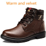 Men Winter Shoes Warm Comfortable Fashion Genuine Leather Snow Boots Waterproof Boots Wool Short Plush Warm Boots Large Size 48 Mens Boots Fashion