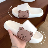 Vipkoala Women Men Summer Slippers Sandals Beach Slides Flip Flops Cartoon Bear Thick Soled Boys Girls Unisex Bathroom Shoes Zapatillas