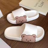 Vipkoala Women Men Summer Slippers Sandals Beach Slides Flip Flops Cartoon Bear Thick Soled Boys Girls Unisex Bathroom Shoes Zapatillas