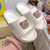 Vipkoala Women Men Summer Slippers Sandals Beach Slides Flip Flops Cartoon Bear Thick Soled Boys Girls Unisex Bathroom Shoes Zapatillas