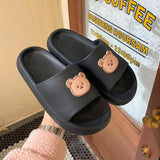 Vipkoala Women Men Summer Slippers Sandals Beach Slides Flip Flops Cartoon Bear Thick Soled Boys Girls Unisex Bathroom Shoes Zapatillas