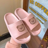 Vipkoala Women Men Summer Slippers Sandals Beach Slides Flip Flops Cartoon Bear Thick Soled Boys Girls Unisex Bathroom Shoes Zapatillas