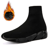 MWY Breathable Couple Socks Shoes Trendy Warm Men's Winter Shoes Male Black Sneakers Lazy Casual Ankle Boots Chaussures Homme Mens Boots Fashion