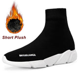 MWY Breathable Couple Socks Shoes Trendy Warm Men's Winter Shoes Male Black Sneakers Lazy Casual Ankle Boots Chaussures Homme Mens Boots Fashion