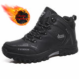 Vipkoala Men's Boots Black Outdoor Non-slip Hiking Boots Leather Waterproof Men Sneakers Work Shoes Winter Plush Four Seasons