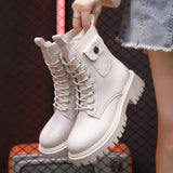 Vipkoala Autumn Fashion Platform Boots White Lace Up Punk Ankle Boot For Women Soft Round Toe Combat Martin Black Boots Ladies Shoes