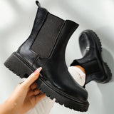 Vipkoala Women Ankle Boots PU Leather Woman Shoes Brand Designer Chelsea Boot Female Platform Slip On Short Boot Lady Fashion Shoe Autumn