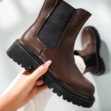 Vipkoala Women Ankle Boots PU Leather Woman Shoes Brand Designer Chelsea Boot Female Platform Slip On Short Boot Lady Fashion Shoe Autumn