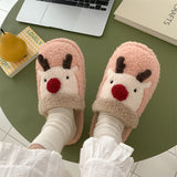 Vipkoala Cute Animal Slipper For Women Girls Fashion Kawaii Fluffy Winter Warm Slippers Woman Cartoon Milk Cow House Slippers Funny Shoes