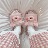 Vipkoala Cute Animal Slipper For Women Girls Fashion Kawaii Fluffy Winter Warm Slippers Woman Cartoon Milk Cow House Slippers Funny Shoes