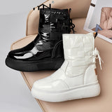 Vipkoala Winter Woman Boots Female Keep Warm Women's Patent Leather Boots New Arrival Waterproof Female Shoes Plus Size Botas Mujer