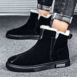 Brand Winter Boots Plush Snow Boots Men Super Warm Outdoor Black Men's Boots Round Toe Slip-On Comfortable Casual Flat Shoes