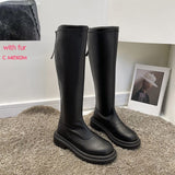 Vipkoala Women's Long Boots Soft PU Leather Autumn Shoes Thick Soled Platform Fashion Ladies Knee High Boots Solid Color Female Boot