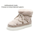 Vipkoala Women Wool Snow Boots Sweet style Winter Flat Ankle Boots for Girls Winter Women Fluffy Shoes Femmes Bottes Chaussure Femme.