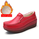 VipKoala  Spring Autumn Women Flats Platform Loafers Ladies Genuine Leather Comfort Wedge Moccasins Orthopedic Slip On Casual Shoes