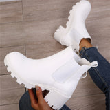 Vipkoala New Women Ankle Boots Crystal Rhinestone Slip On Platform PU Leather Women's Booties Spring Autumn Females Footwear Plus Casual Classy Outfits