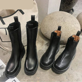 Vipkoala Women Ankle Boots PU Leather Woman Shoes Brand Designer Chelsea Boot Female Platform Slip On Short Boot Lady Fashion Shoe Autumn