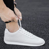 Vipkoala White Leather Sneakers Boys Sport Vulcanized Shoes Men Comforthable Spring Sneakers Mens Casual Shoes Fashion School Tennis