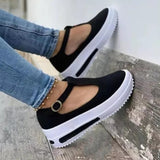 Vipkoala Women Shoes Platform Casual Shoes Women's Round Toe Loafers Women Buckle Wedge Shoes Woman Vulcanize Shoes Zapatos De Mujer