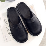 New Arrival Runway Shoes Men Leather Home Slippers Unisex Flat Round Toe Wear Resitant Fashion Shoes Man Slippers House