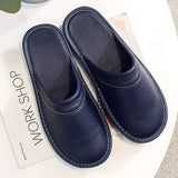 New Arrival Runway Shoes Men Leather Home Slippers Unisex Flat Round Toe Wear Resitant Fashion Shoes Man Slippers House