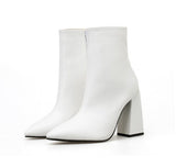 Vipkoala Autumn and Winter New High-heeled Women's Boots Sexy Fashion Pointed Toe Zipper Pure Color Casual Short Boots