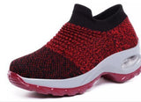 Women Running Walking Shoes New Mesh Breathable Knit Ladies Mix Colors Sneakers Soft Platform Slip On Loafers