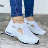 Vipkoala Women Vulcanized Shoes Fashion Sneakers Platform Solid Color Flats Women Shoes Casual Breathable Wedges Ladies Walking Sneakers