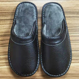 New Arrival Runway Shoes Men Leather Home Slippers Unisex Flat Round Toe Wear Resitant Fashion Shoes Man Slippers House