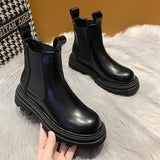 Vipkoala Women Short Boots Ladies Leather Ankle Boots Autumn Platform Motorcycle Shoes For Woman's Punk Winter Pearl Rivet Shoe