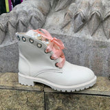 Vipkoala Women Short Boots Ladies Leather Ankle Boots Autumn Platform Motorcycle Shoes For Woman's Punk Winter Pearl Rivet Shoe