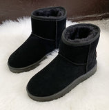 Vipkoala New Winter Plus Velvet PU Waterproof Mid-Tube Snow Boots Thickened Warm Women's Boots 35-40 Flat-Heeled Cotton Shoes