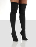 Vipkoala New Women's Knee-High Boots Thick Heel Slim Highstreet Winter Plus Velvet Stretch Boots High Heel Large Size Boots