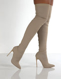 Vipkoala New Women's Knee-High Boots Thick Heel Slim Highstreet Winter Plus Velvet Stretch Boots High Heel Large Size Boots