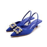 Vipkoala African Shoes High Heels Stiletto Navy Blue Pumps Sandals Ladies Pointed Wedge Lace-Up Shallow Mouth Roman Crystal Straps F