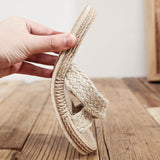 Vipkoala Cross Band Women Slide Sandals Beach Hemp Rope Slides Espadrille Flip Flops Two Straw Straps Shoes