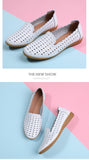 Vipkoala Summer Women Fashion Casual Shoes Leather Slip-on Flats Loafers Ladies Designer Sneakers Hollow Out Breathable Women&#39;s Moccasins