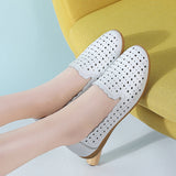 Vipkoala Summer Women Fashion Casual Shoes Leather Slip-on Flats Loafers Ladies Designer Sneakers Hollow Out Breathable Women&#39;s Moccasins