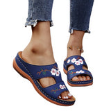 Vipkoala Women Casual Sandals Comfortable Soft Slippers Embroider   Flower Colorful Ethnic Flat Platform Open Toe Outdoor Beach Shoes
