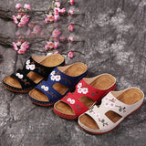 Vipkoala Women Casual Sandals Comfortable Soft Slippers Embroider   Flower Colorful Ethnic Flat Platform Open Toe Outdoor Beach Shoes