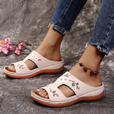 Vipkoala Women Casual Sandals Comfortable Soft Slippers Embroider   Flower Colorful Ethnic Flat Platform Open Toe Outdoor Beach Shoes