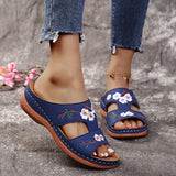 Vipkoala Women Casual Sandals Comfortable Soft Slippers Embroider   Flower Colorful Ethnic Flat Platform Open Toe Outdoor Beach Shoes